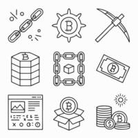 Blockchain Technology Line Icons Mining, Transactions, and Security vector