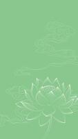 Linear lotus flower with Chinese style vertical illustration vector