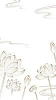 Chinese wind vertical version linear lotus illustrations vector