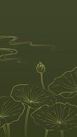 vertical illustration of linear lotus flowers vector