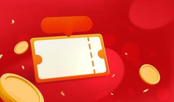 Colorful ticket with coins on red background vector