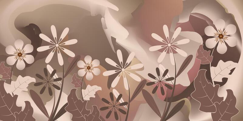 Abstract Floral Background in Earth Tones for Home Decor
