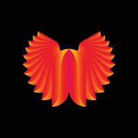 Abstract Red Orange Gradient Wing Shape Icon vector