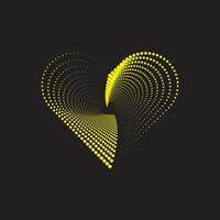 Abstract Yellow Dot Art Heart on Black Background vector