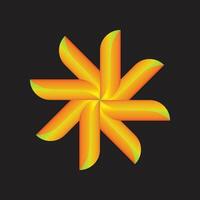 Abstract Orange Yellow Radial Star Flower Design vector