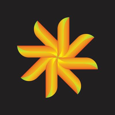 Abstract Orange Yellow Radial Star Flower Design