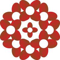 Abstract Red Brown Floral Circular Pattern Icon vector