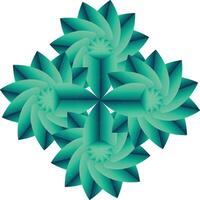 Abstract Teal Geometric Flower Swirl Design vector