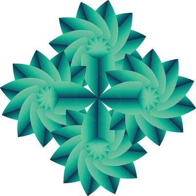 Abstract Teal Geometric Flower Swirl Design
