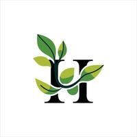 H Lettering Design with Green Tree vector