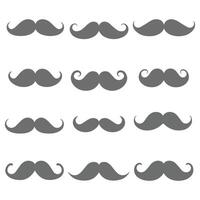 Collection of various gray mustaches on a white background vector
