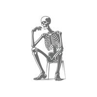 A skeleton in a thoughtful pose vector