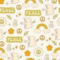 Peace dove. Retro groovy hippie style. Pacifism and freedom. Peace to the world vector