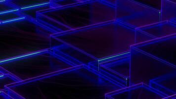 3D Blue Neon Geometric Shapes Loop video