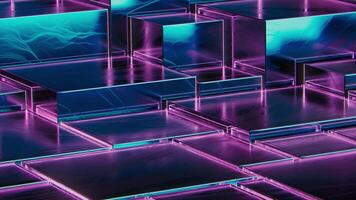 3D Neon Blue Geometric Shape Loop video
