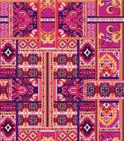 a colorful paisley pattern with a square border vector