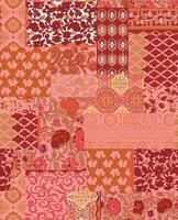 a patchwork of red and orange patterns vector