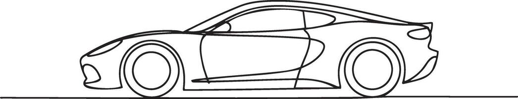 Dynamic single continuous line art drawing of a modern sports car vector