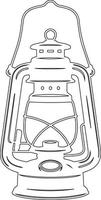 A simple, elegant line drawing of a vintage kerosene lamp. vector