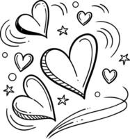 Hand drawn black and white heart design on a white background vector
