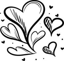 Hand drawn black and white heart design vector