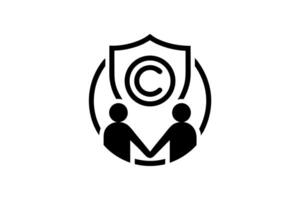 Mutual respect and collaboration between author and artist, with a copyright shield in the background for World Book and Copyright Day vector