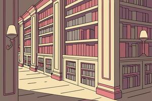 A bookshelf with an assortment of colorful books stacked neatly, reflecting the world of literature for World Book and Copyright Day vector