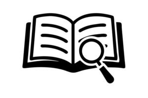 World Book and Copyright Day A magnifying glass over an open book symbolizing investigation, reading, and knowledge search during World Book and Copyright Day vector