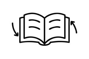 Illustration of turning book pages with arrows, symbolizing knowledge and progress on World Book and Copyright Day vector