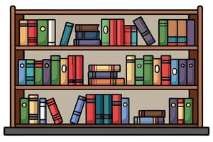 A clean and tidy bookshelf filled with books, symbolizing knowledge and the power of reading for World Book and Copyright Day vector