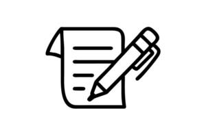 Pen and paper with handwritten lines, conceptual writing and document creation, World Book and Copyright Day theme, creative workspace illustration vector