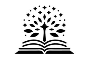 Stacked books morphing into a radiant tree symbolizing knowledge and creativity World Book and Copyright Day vector