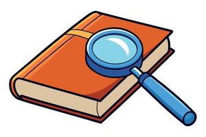 World Book and Copyright Day Magnifying glass on open pages of a book symbolizing detailed research and study, emphasizing knowledge discovery on World Book and Copyright Day vector