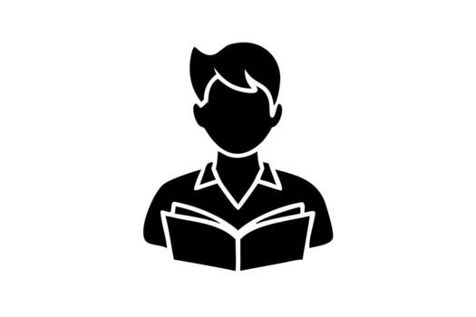 Author silhouette reading an open book, representing the power of learning and knowledge sharing on World Book and Copyright Day vector