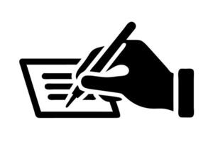 Persons hand writing on paper with a pen, capturing the essence of creativity, productivity, and intellectual work on World Book and Copyright Day vector