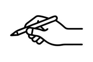 Hand holding a pencil and writing on paper, symbolizing creativity and education on World Book and Copyright Day, representing the art of writing vector