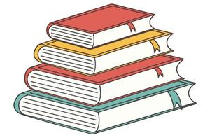 World Book Day Artistic Depiction of Five Stacked Books with Vibrant Bookmarks, Ideal for Education, Reading, and Literature Designs vector