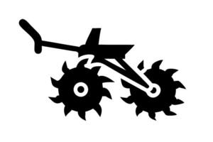 plowing a field with a cow symbolizing traditional farming practices in a green rural setting with rolling hills trees vector