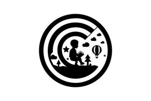 a child sitting on a giant copyright symbol read4.eps vector