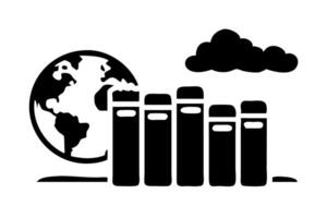 Simple and colorful World Book Day design with books and clouds surrounding the Earth vector