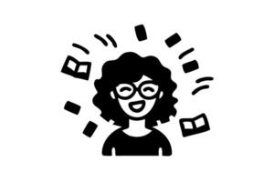 World Book Day Enthusiastic Girl Surrounded by Books, Symbolizing the Fun and Power of Reading and Imagination vector
