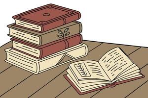 A tower of neatly stacked books in different colors, symbolizing wisdom, education, and intellectual growth on World Book and Copyright Day vector