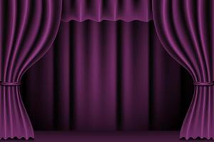 Purple stage curtains ready for show vector