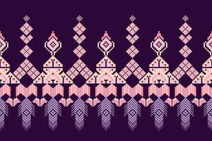 Geometric floral pattern background.flower ethnic pixel pattern,Aztec style,abstract background.design for texture,clothing,decoration,print,sarong vector