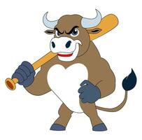 Cartoon Simple Logo Baseball Strength Bull Simple Design Icon Digital Source vector