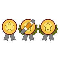 Cartoon Set Collection Graduate Badge Symbol Simple Design Icon Digital Source vector