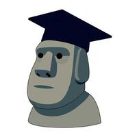 Cartoon Graduate Moai Stone Simple Design Icon Digital Source vector