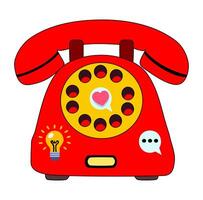 Cartoon Classic Classic Red Dial Telephone Simple Design Icon Digital vector