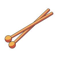 Cartoon Wooden Stick Drum Simple Design Icon Digital Source vector