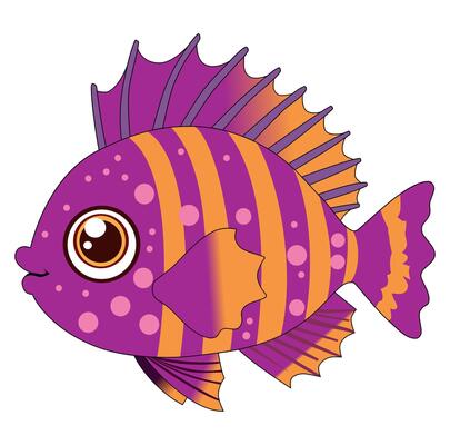 Cartoon Beautiful Colorful Fish Simple Design Icon Digital Source
